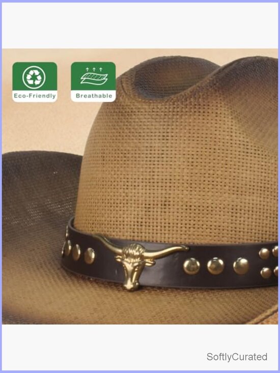Western Cowboy Hat with Interchangeable Bands Wide Brim Sun Hat main image 6